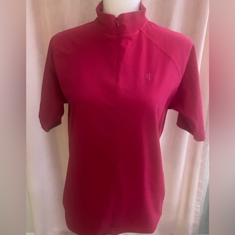 Coolibar UPF 50 women's swim shirt rash guard L hot pink dragonfruit